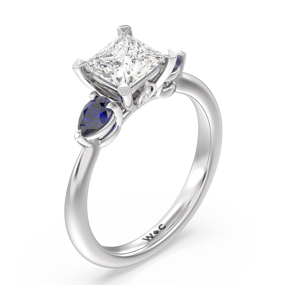 Princess Cut Iris Three Stone Engagement Ring with Lab Grown Diamond in 14KT Platinum view 3

