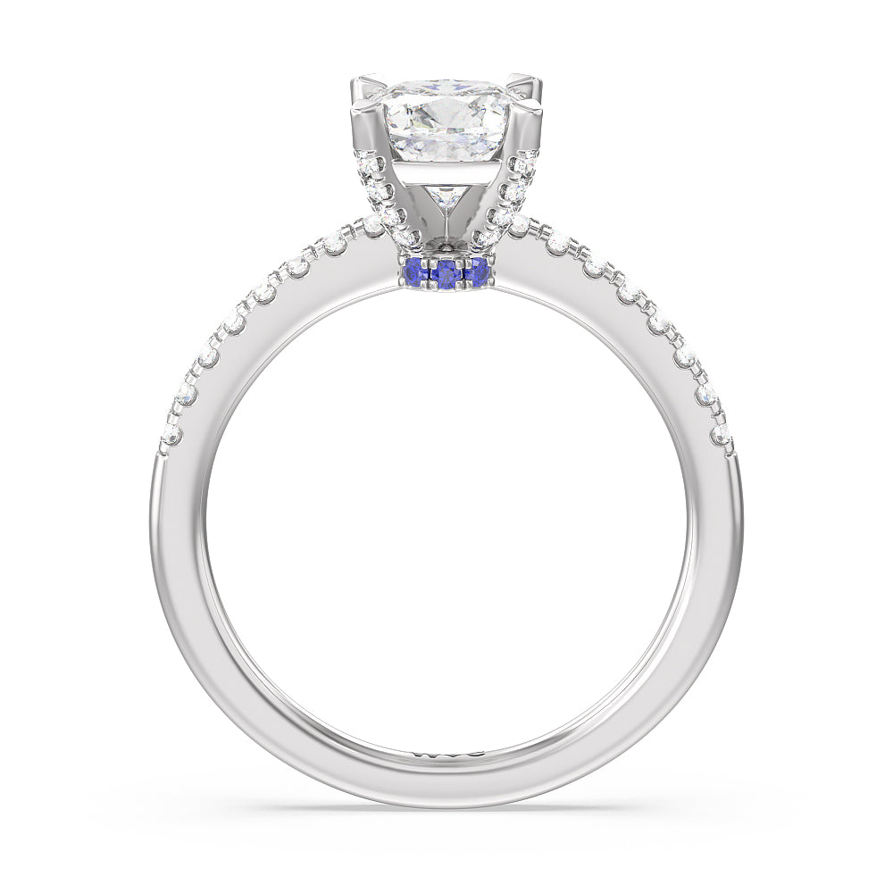 Cushion Cut Veronica Spire Under Halo Engagement Ring with Lab Grown Diamond in 14KT Platinum view 2
