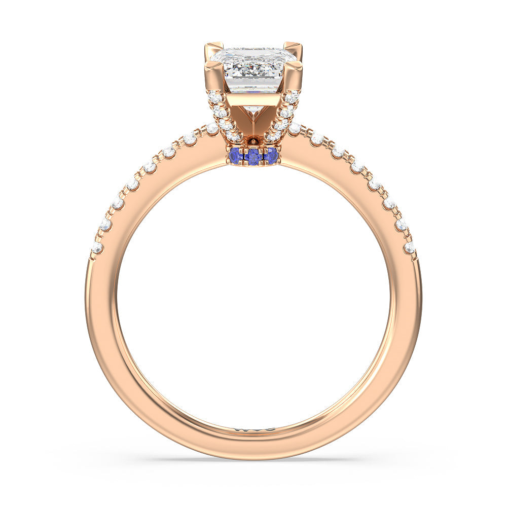 Emerald Cut Veronica Spire Under Halo Engagement Ring with Lab Grown Diamond in 14KT Rose Gold view 2
