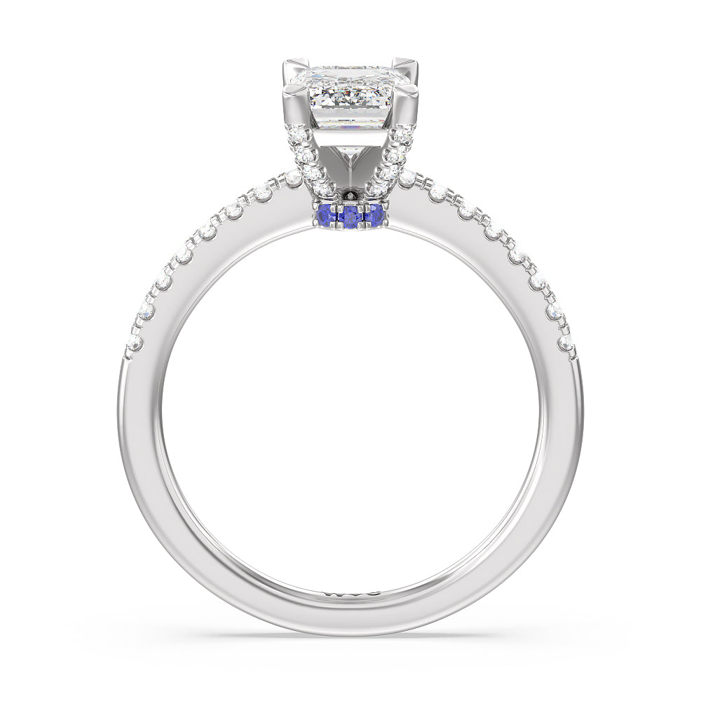 Emerald Cut Veronica Spire Under Halo Engagement Ring with Lab Grown Diamond in 14KT Platinum view 2
