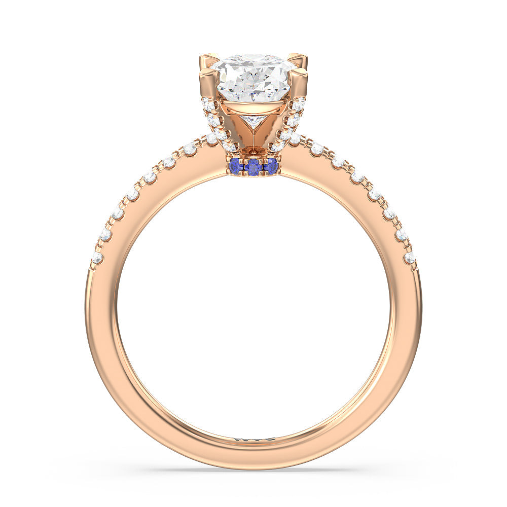 Oval Cut Veronica Spire Under Halo Engagement Ring with Lab Grown Diamond in 14KT Rose Gold view 2

