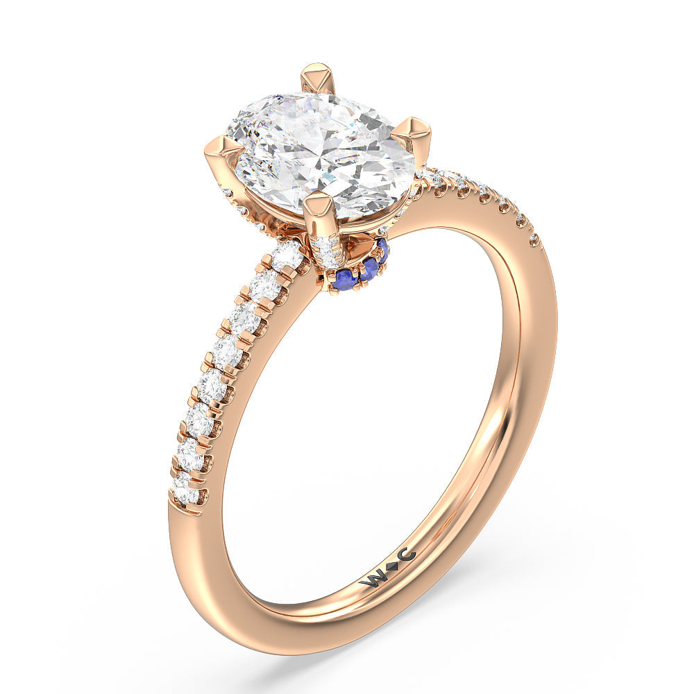 Oval Cut Veronica Spire Under Halo Engagement Ring with Lab Grown Diamond in 14KT Rose Gold view 3
