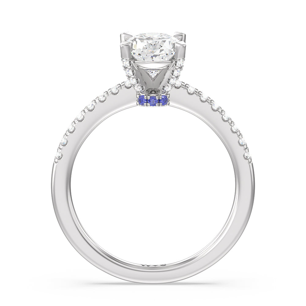 Oval Cut Veronica Spire Under Halo Engagement Ring with Lab Grown Diamond in 14KT Platinum view 2
