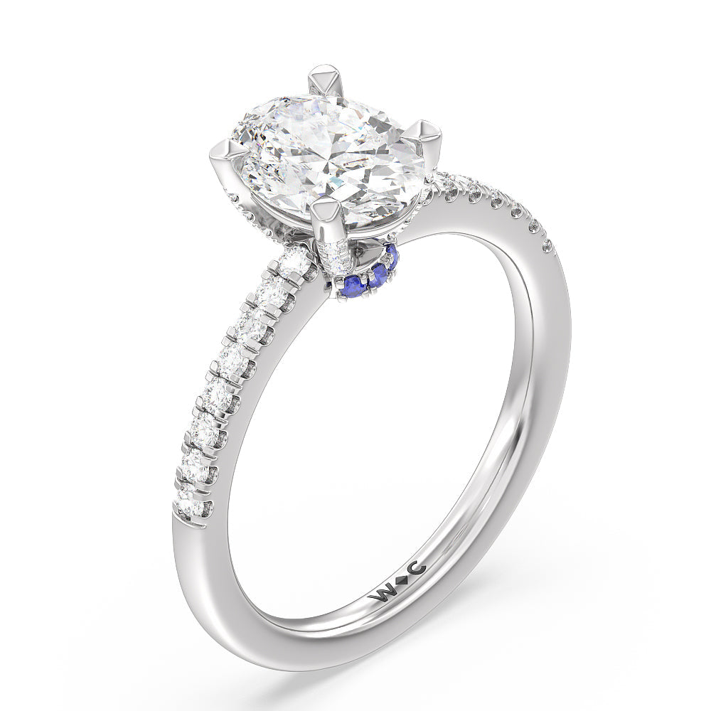 Oval Cut Veronica Spire Under Halo Engagement Ring with Lab Grown Diamond in 14KT Platinum view 3
