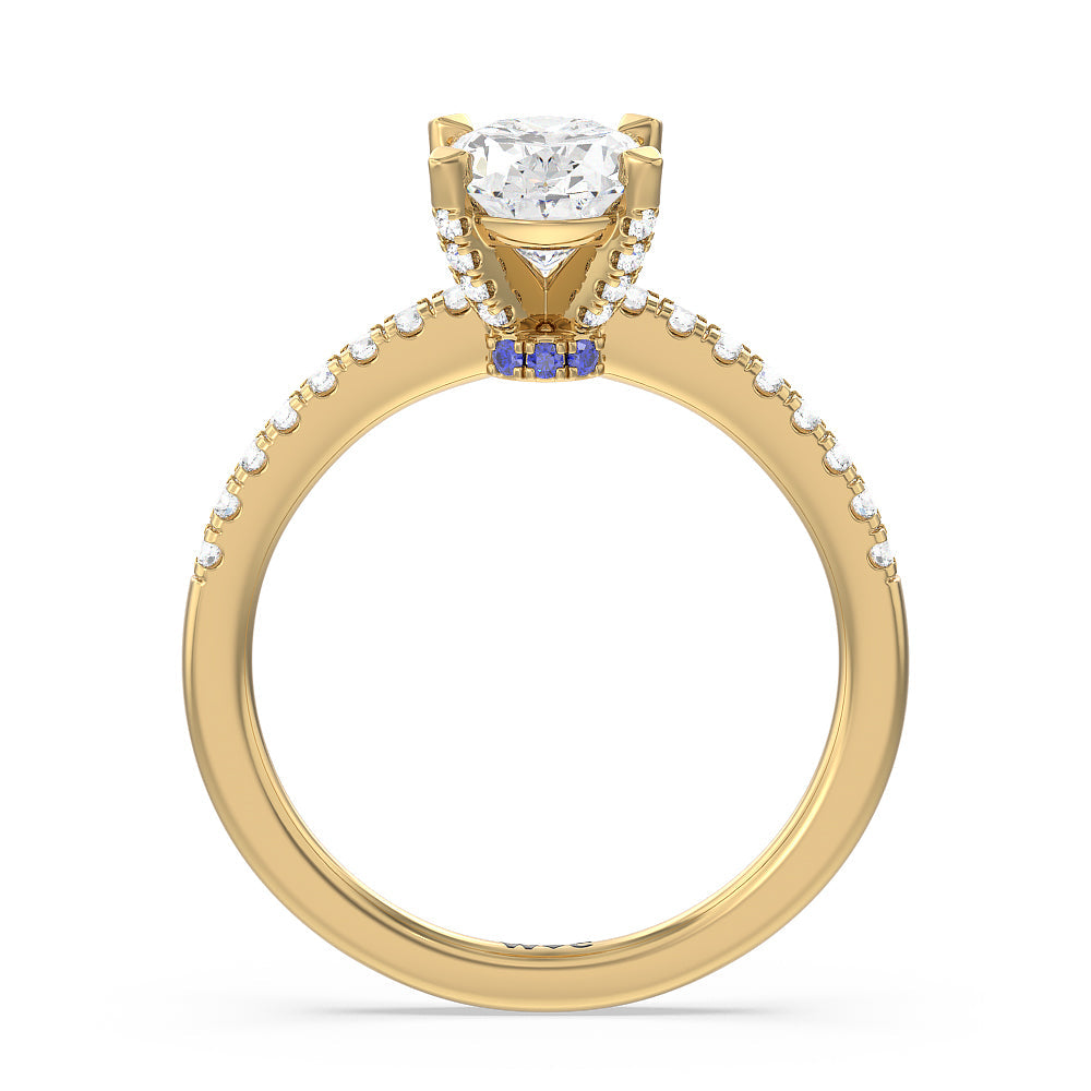 Oval Cut Veronica Spire Under Halo Engagement Ring with Lab Grown Diamond in 14KT Yellow Gold view 2
