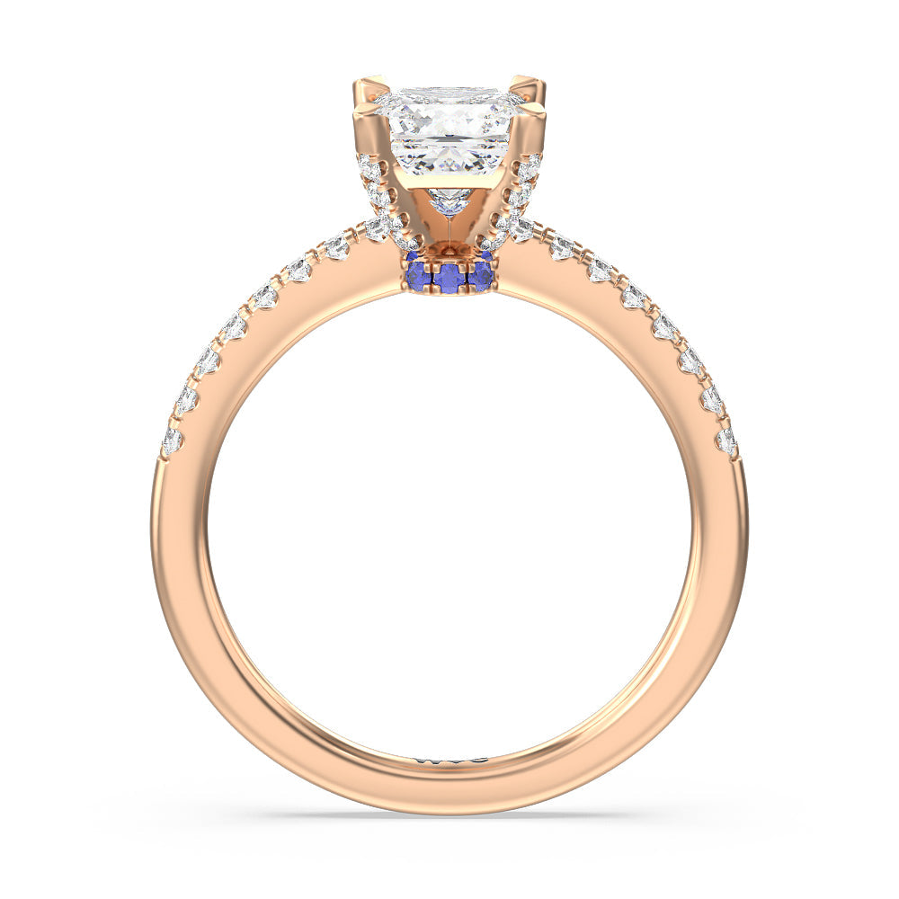 Princess Cut Veronica Spire Under Halo Engagement Ring with Lab Grown Diamond in 14KT Rose Gold view 2
