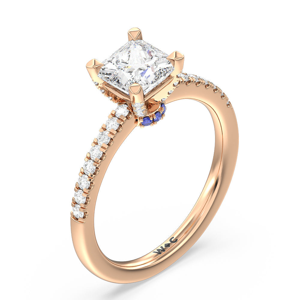 Princess Cut Veronica Spire Under Halo Engagement Ring with Lab Grown Diamond in 14KT Rose Gold view 3
