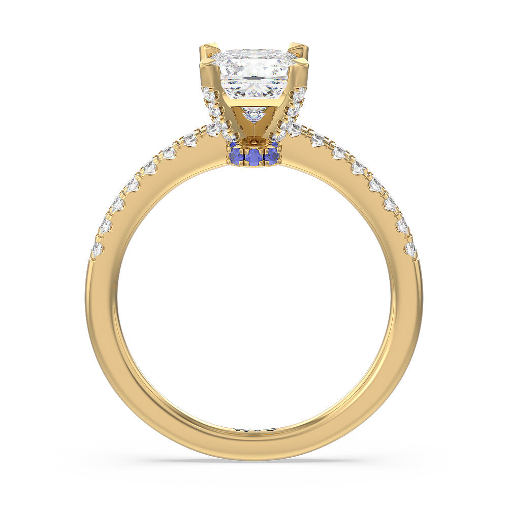 Princess Cut Veronica Spire Under Halo Engagement Ring with Lab Grown Diamond in 14KT Yellow Gold view 2
