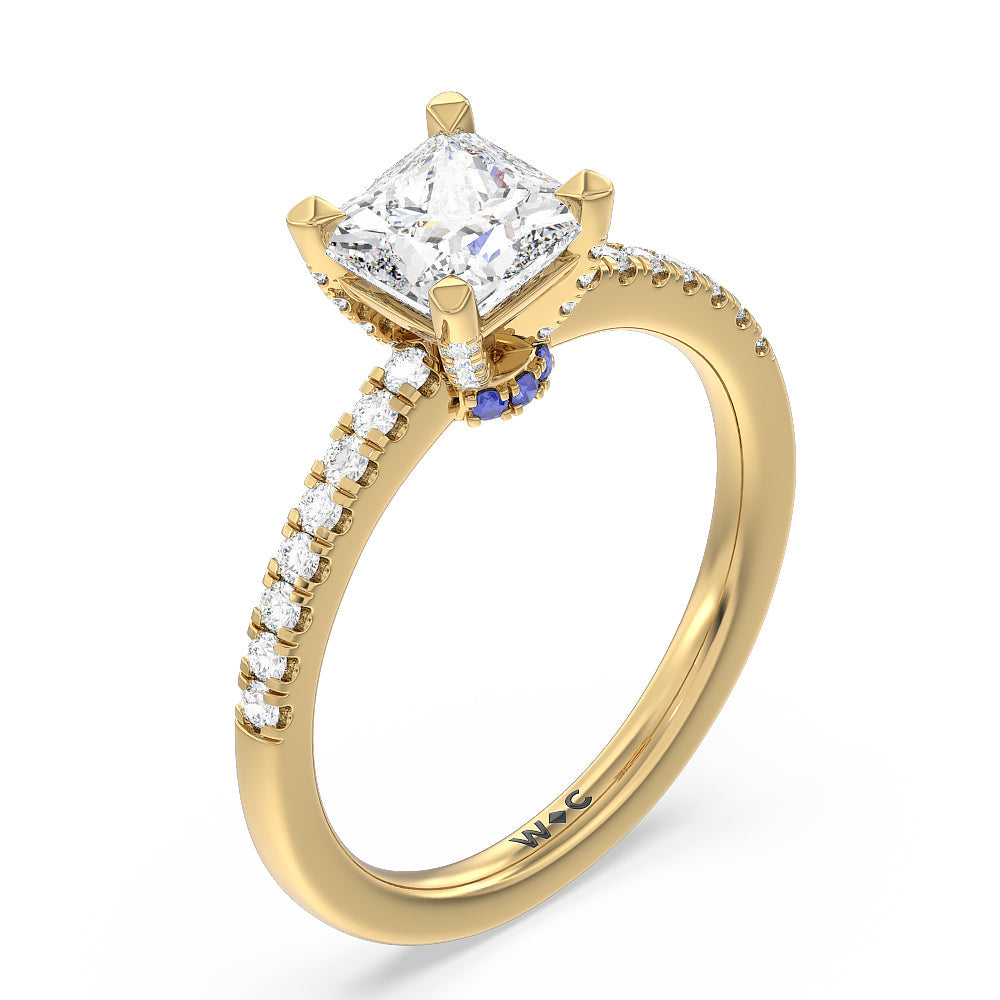 Princess Cut Veronica Spire Under Halo Engagement Ring with Lab Grown Diamond in 14KT Yellow Gold view 3
