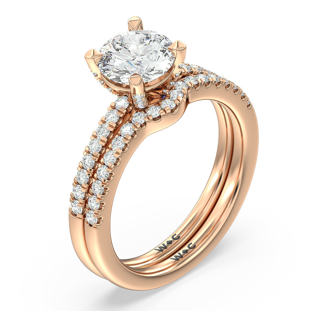 Round Cut Veronica Spire Under Halo Engagement Ring with Lab Grown Diamond in 14KT Rose Gold view 4
