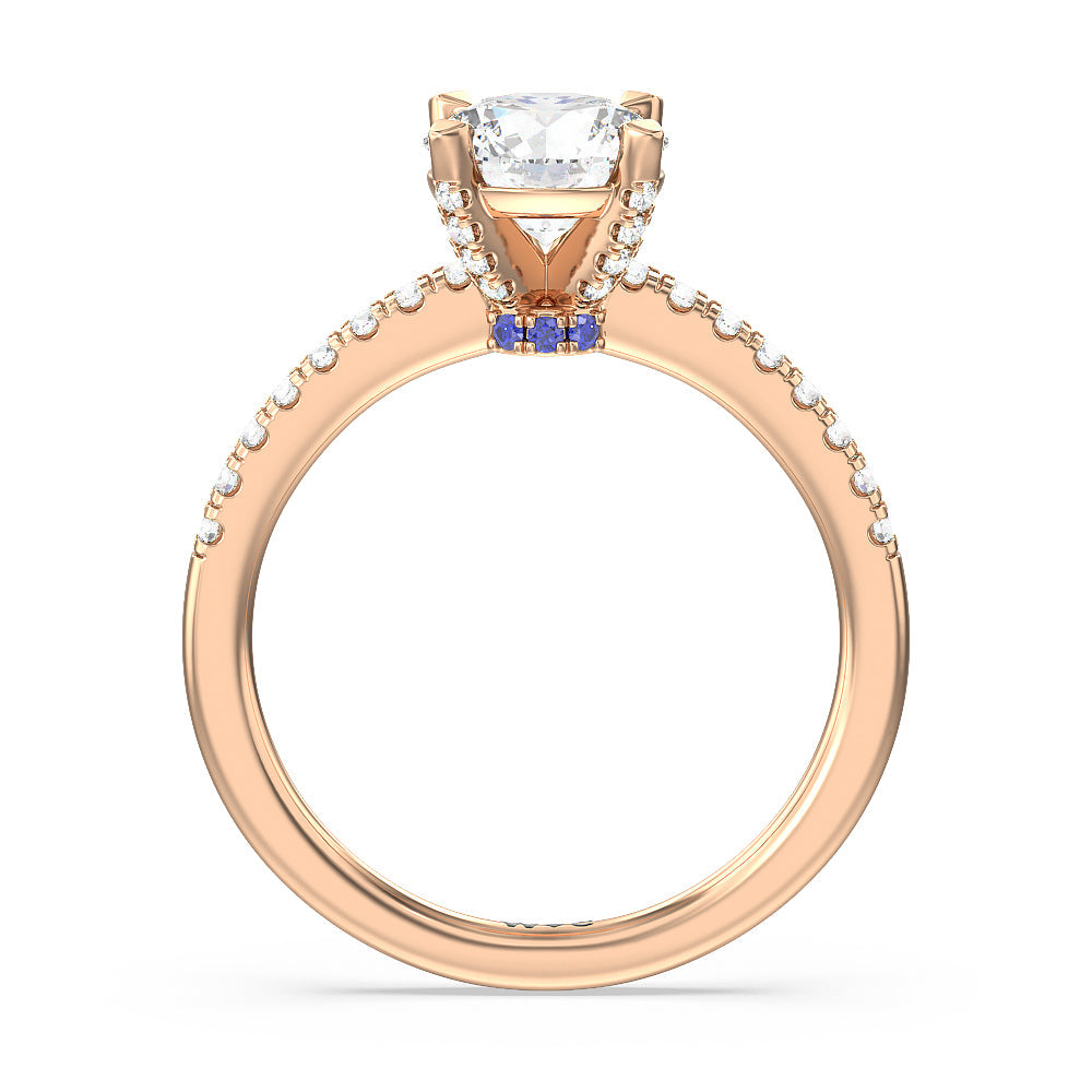 Round Cut Veronica Spire Under Halo Engagement Ring with Lab Grown Diamond in 14KT Rose Gold view 2
