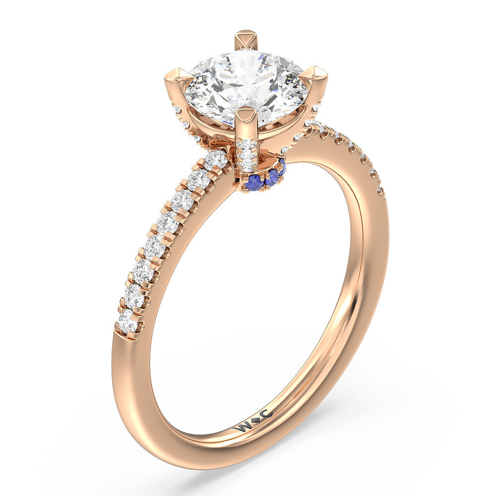 Round Cut Veronica Spire Under Halo Engagement Ring with Lab Grown Diamond in 14KT Rose Gold view 3
