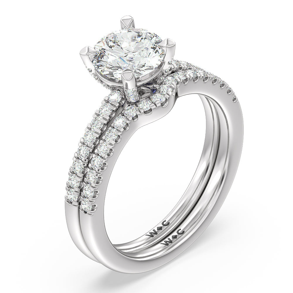 Round Cut Veronica Spire Under Halo Engagement Ring with Lab Grown Diamond in 14KT Platinum view 4
