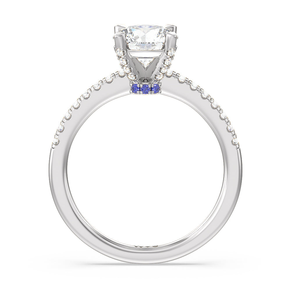 Round Cut Veronica Spire Under Halo Engagement Ring with Lab Grown Diamond in 14KT Platinum view 2

