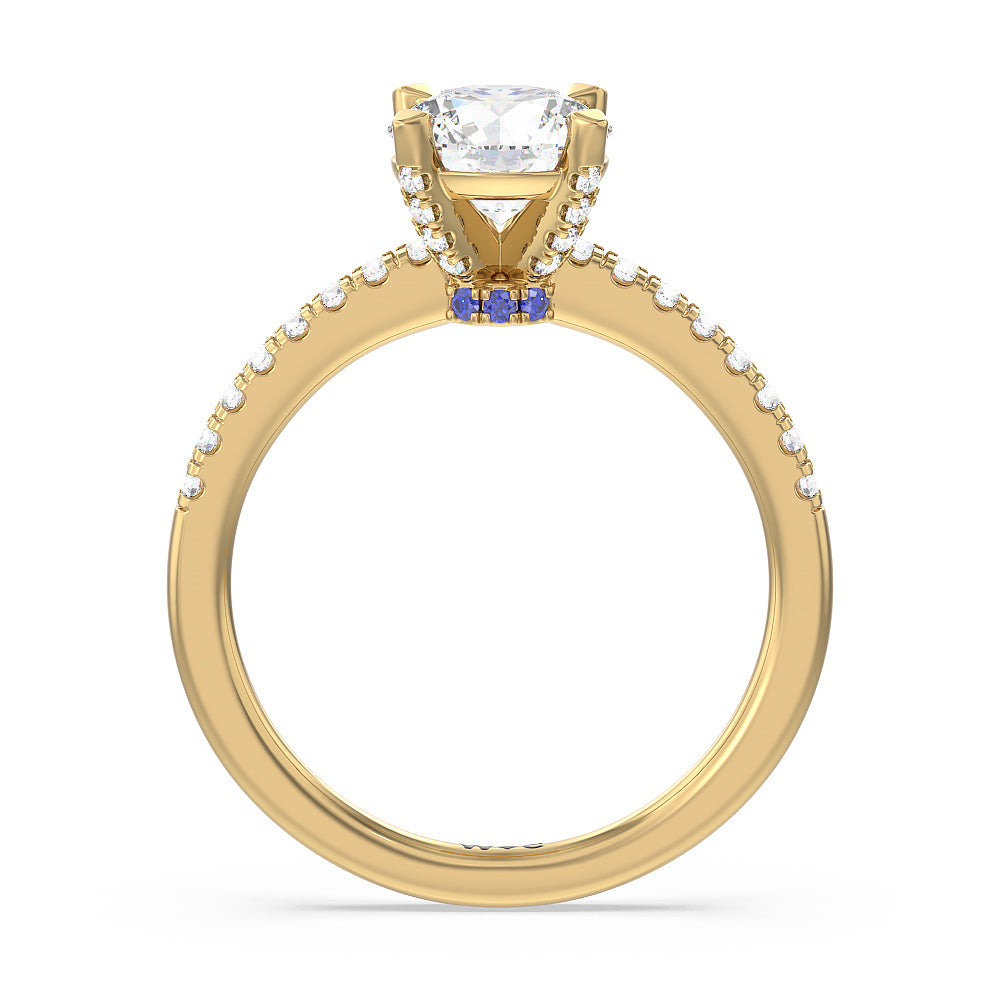 Round Cut Veronica Spire Under Halo Engagement Ring with Lab Grown Diamond in 14KT Yellow Gold view 2
