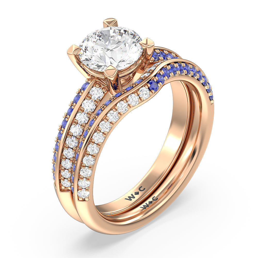 Muscari Bloom Knife Edge Engagement Ring with Emerald Cut Diamond in 14KT Rose Gold view 4
