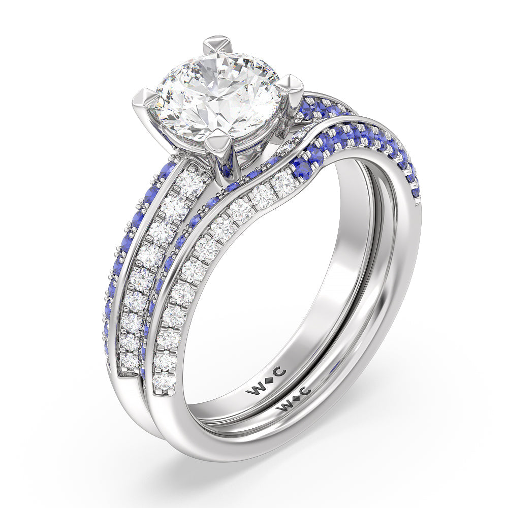 Muscari Bloom Knife Edge Engagement Ring with Round Cut Diamond in 14KT Platinum view 4
