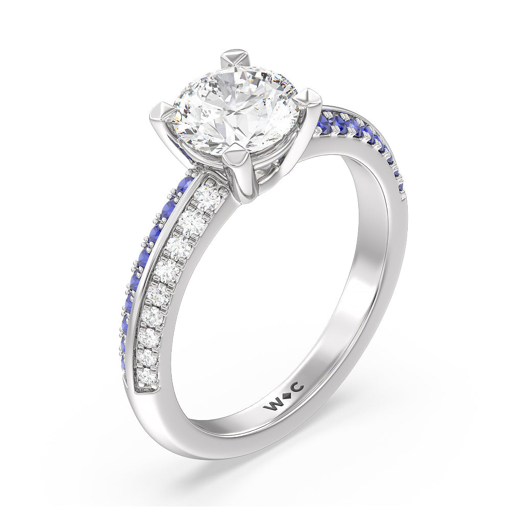 Muscari Bloom Knife Edge Engagement Ring with Round Cut Diamond in 14KT Platinum view 3
