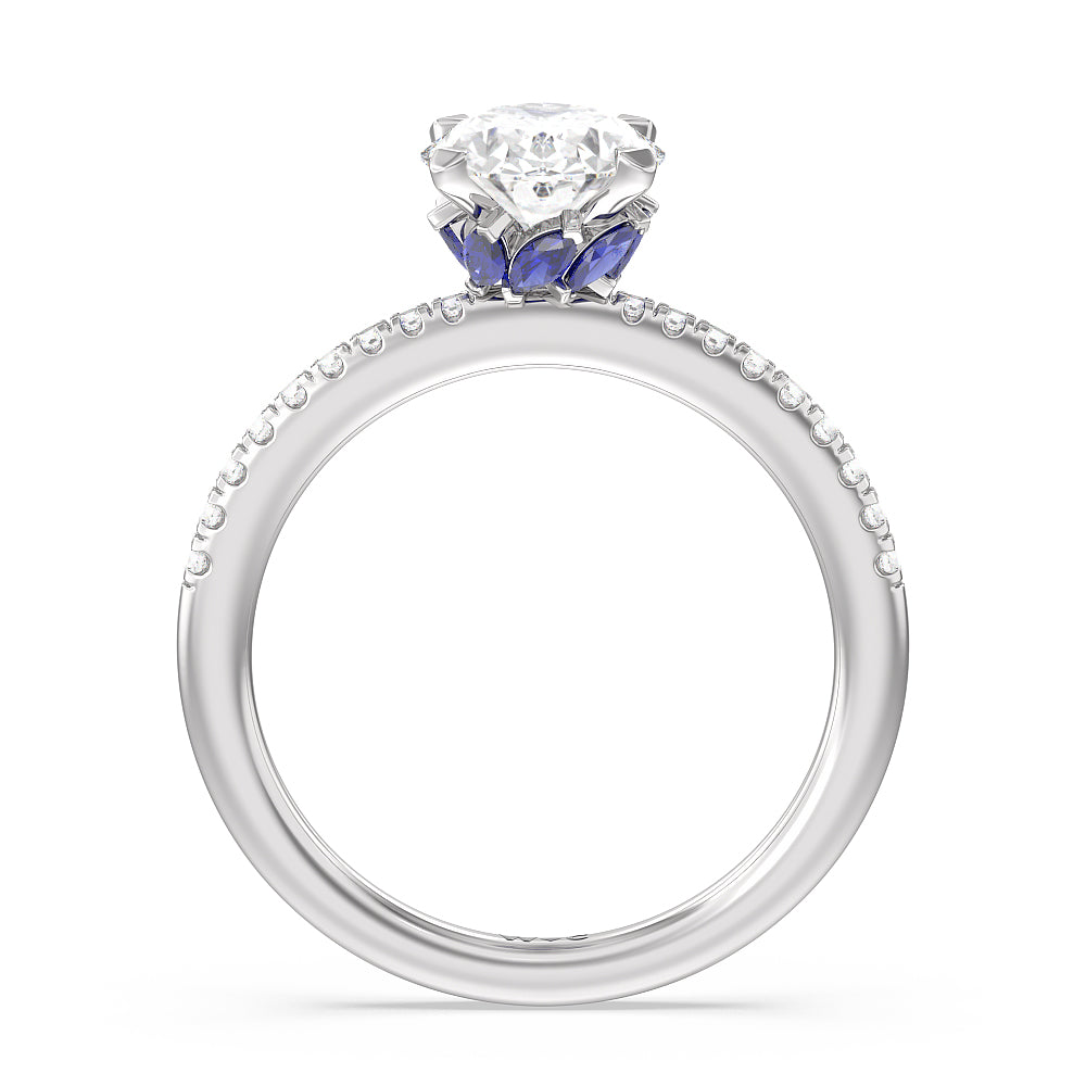 Periwinkle Under Halo Engagement Ring with Round Cut Diamond in 14KT Platinum view 2
