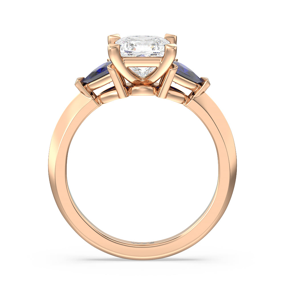 Princess Cut Knife Edge Trillion Engagement Ring with Lab Grown Diamond in 14KT Rose Gold view 2
