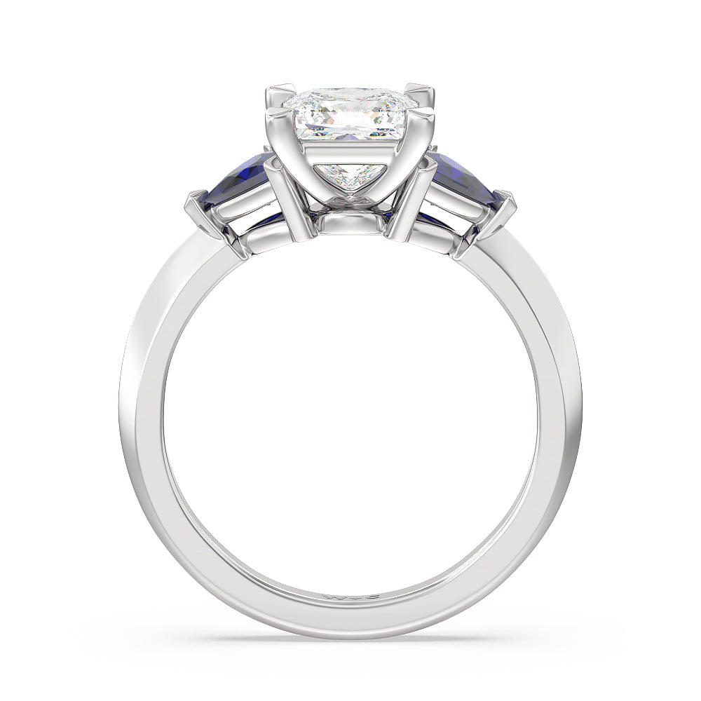 Princess Cut Knife Edge Trillion Engagement Ring with Lab Grown Diamond in 14KT Platinum view 2
