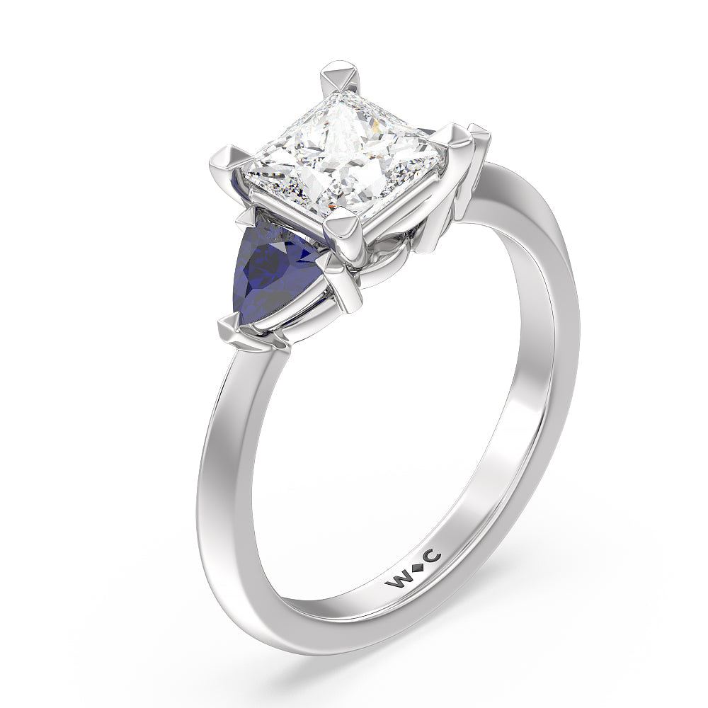 Princess Cut Knife Edge Trillion Engagement Ring with Lab Grown Diamond in 14KT Platinum view 3
