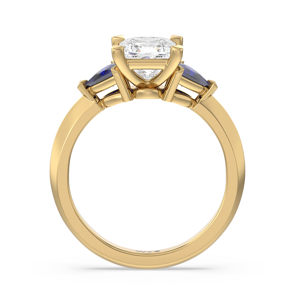 Princess Cut Knife Edge Trillion Engagement Ring with Lab Grown Diamond in 14KT Yellow Gold view 2
