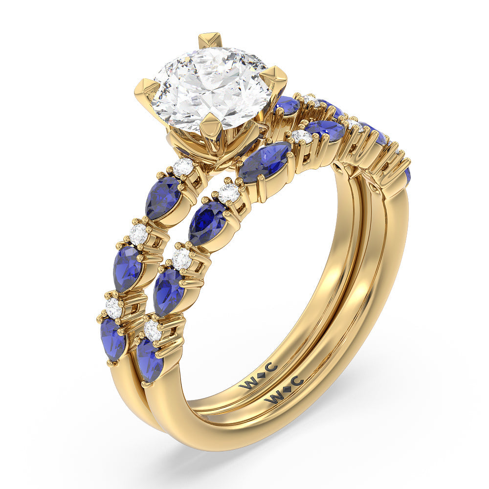 Anemone Floral Basket Engagement Ring with Oval Cut Diamond in 14KT Yellow Gold view 4
