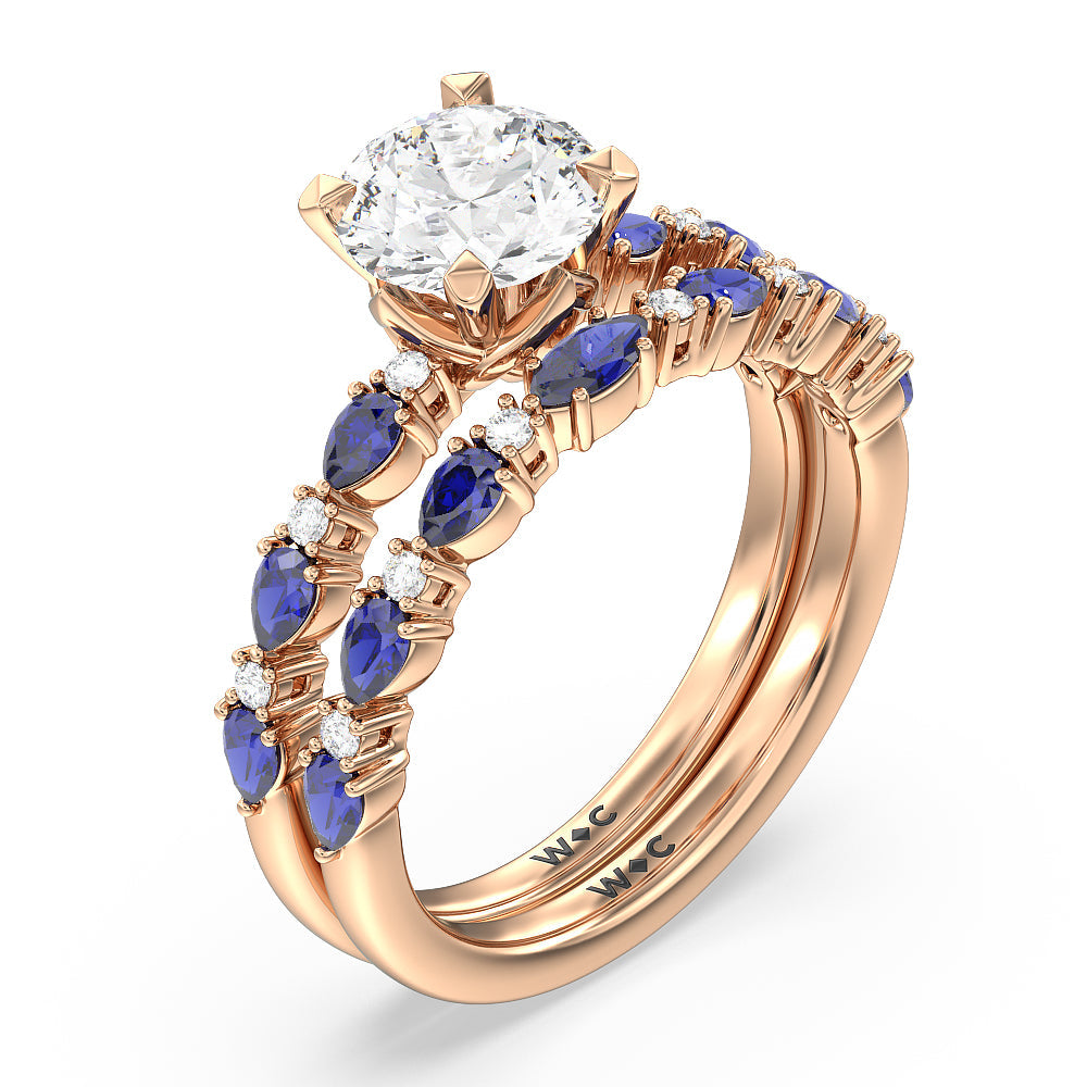 Anemone Floral Basket Engagement Ring with Round Cut Diamond in 14KT Rose Gold view 4
