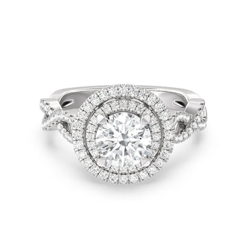 Double Halo Cross Engagement Ring