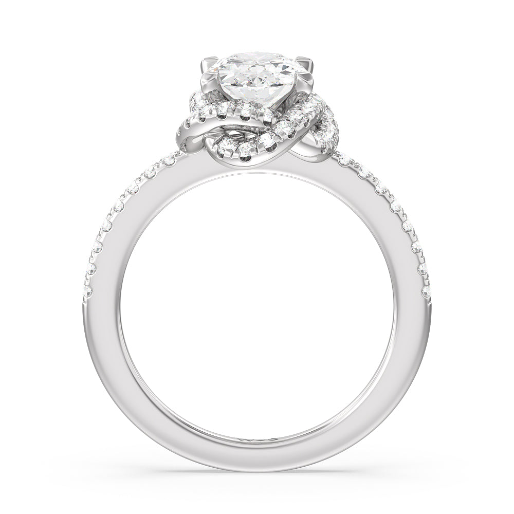 Oval Cut Twisted Halo Engagement Ring with Lab Grown Diamond in 14KT Platinum view 2
