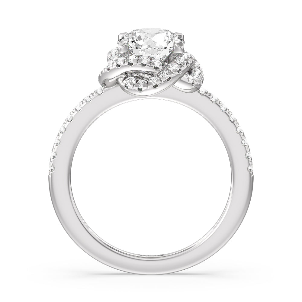 Round Cut Twisted Halo Engagement Ring with Lab Grown Diamond in 14KT Platinum view 2
