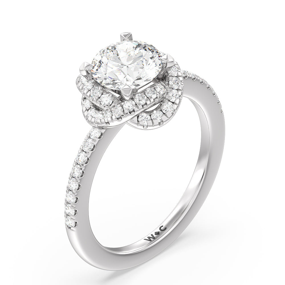 Round Cut Twisted Halo Engagement Ring with Lab Grown Diamond in 14KT Platinum view 3

