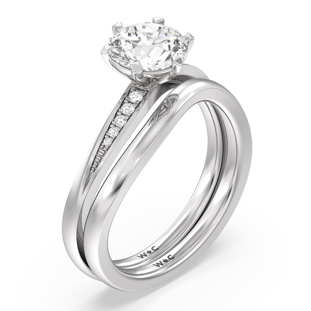 Emerald Cut Six Prong Wavy Diamond Shank Engagement Ring with Lab Grown Diamond in 14KT Platinum view 4
