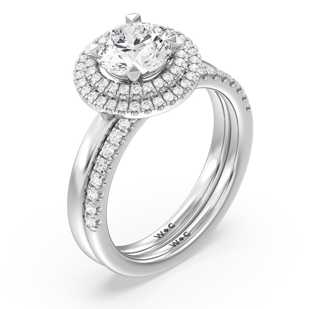 Saturn Double Halo Engagement Ring with Oval Cut Diamond in 14KT Rose Gold view 4

