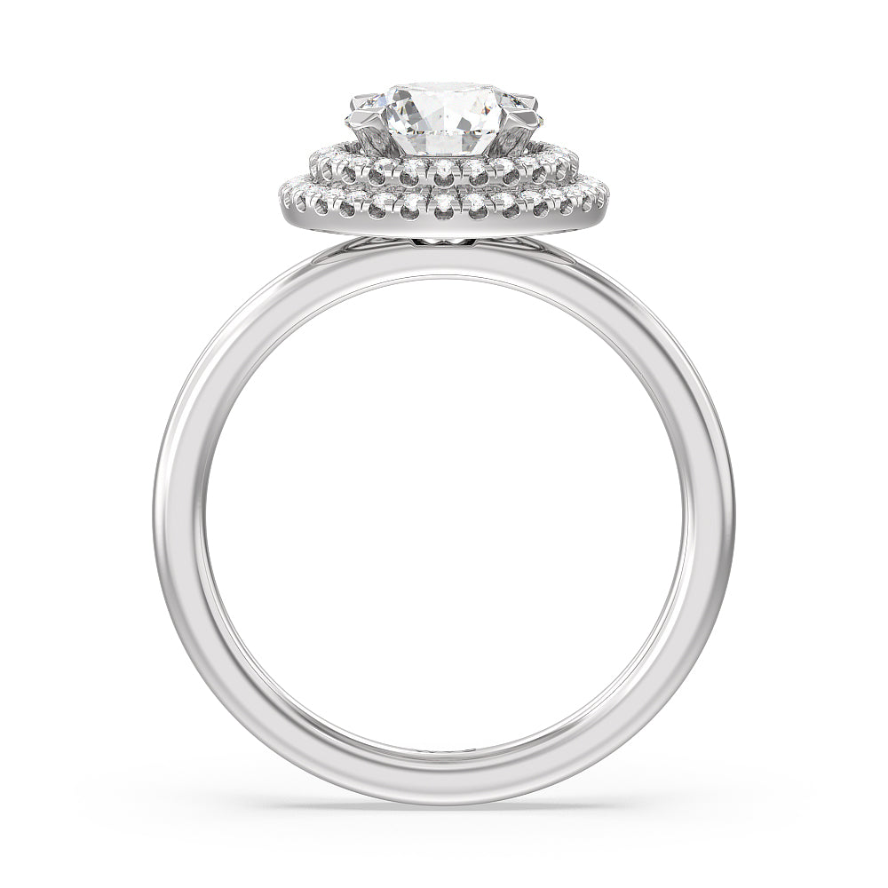 Saturn Double Halo Engagement Ring with Round Cut Diamond in 14KT Platinum view 2
