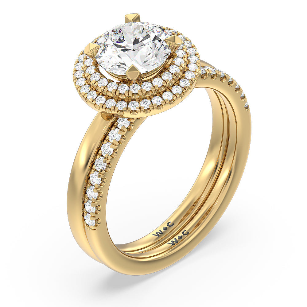 Saturn Double Halo Engagement Ring with Oval Cut Diamond in 14KT Rose Gold view 5
