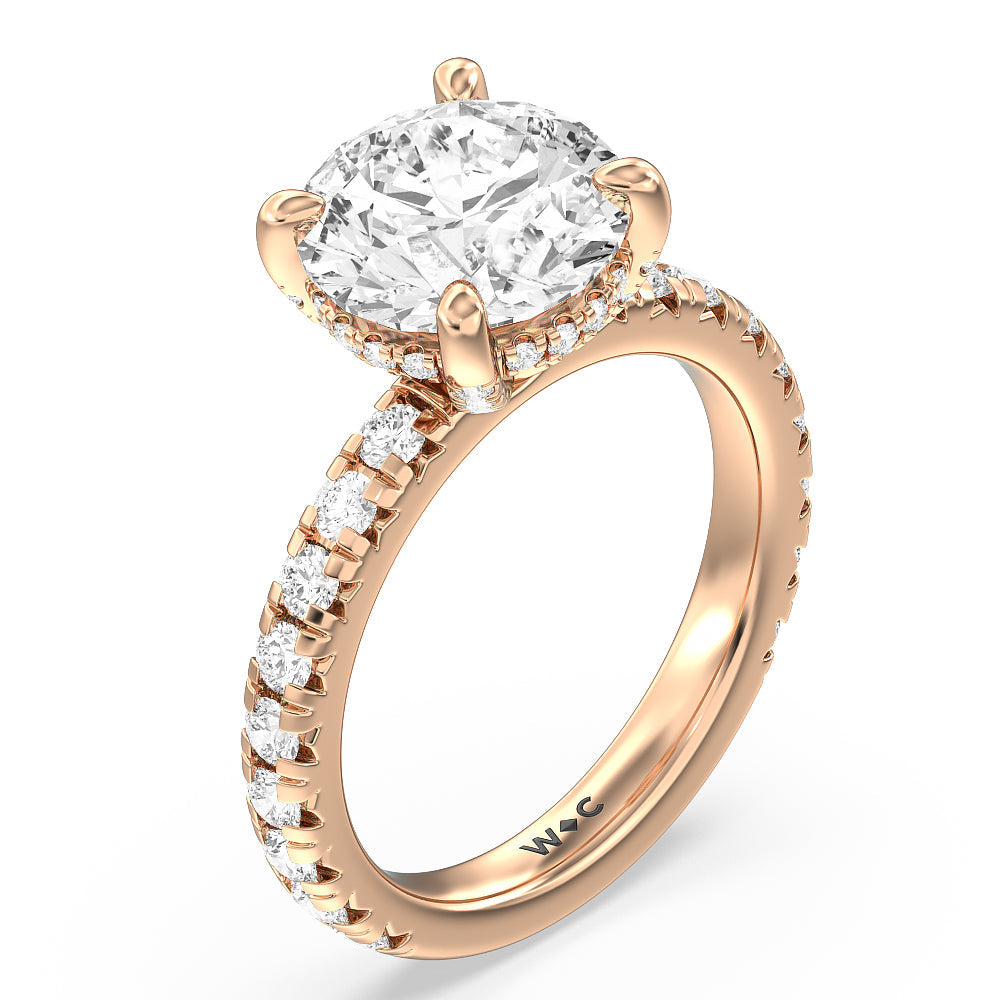 Round Cut Studded Hidden Accents Engagement Ring with Lab Grown Diamond in 14KT Rose Gold view 3
