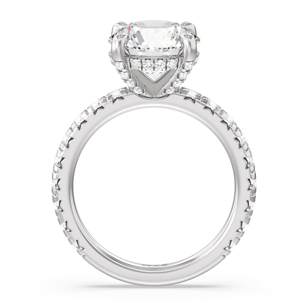 Round Cut Studded Hidden Accents Engagement Ring with Lab Grown Diamond in 14KT Platinum view 2
