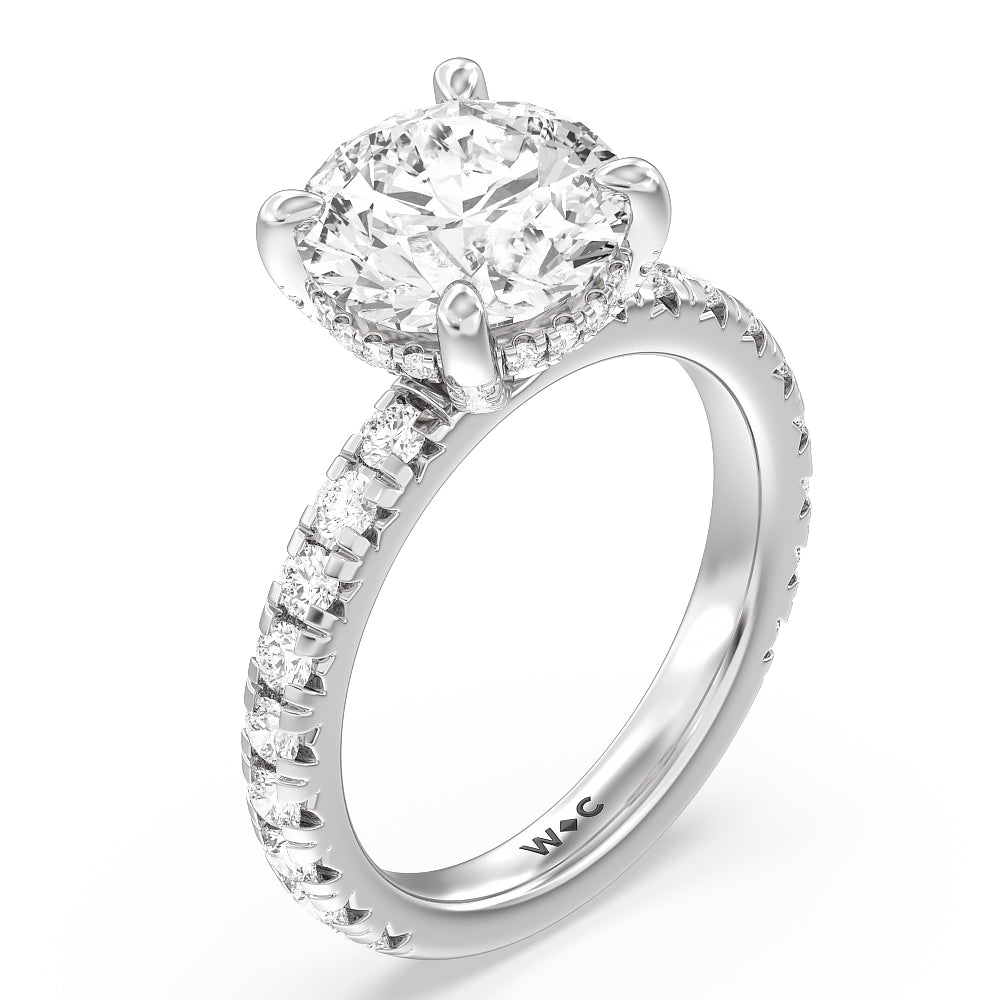 Round Cut Studded Hidden Accents Engagement Ring with Lab Grown Diamond in 14KT Platinum view 3
