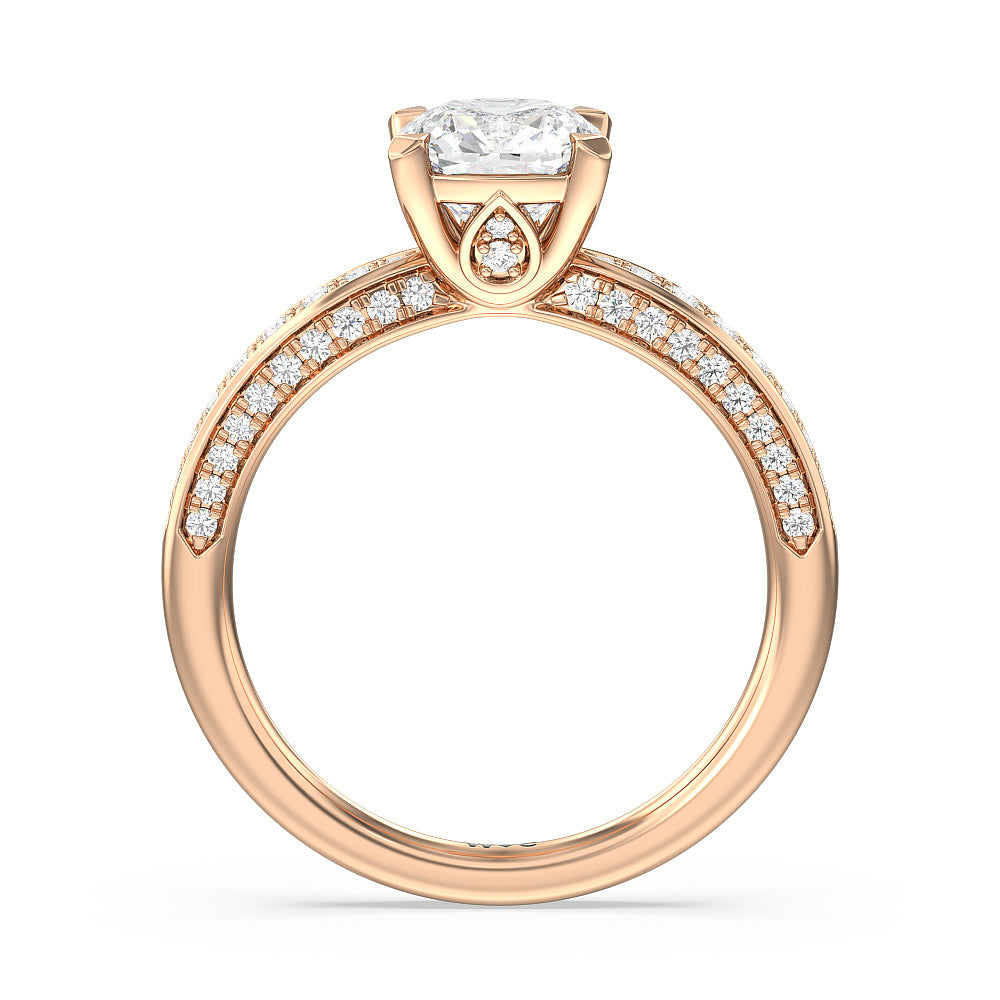 Cushion Cut Aura Hidden Accent Pinched Shank Engagement Ring with Lab Grown Diamond in 14KT Rose Gold view 2
