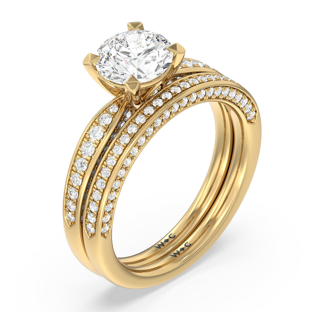 Cushion Cut Aura Hidden Accent Pinched Shank Engagement Ring with Lab Grown Diamond in 14KT Yellow Gold view 4
