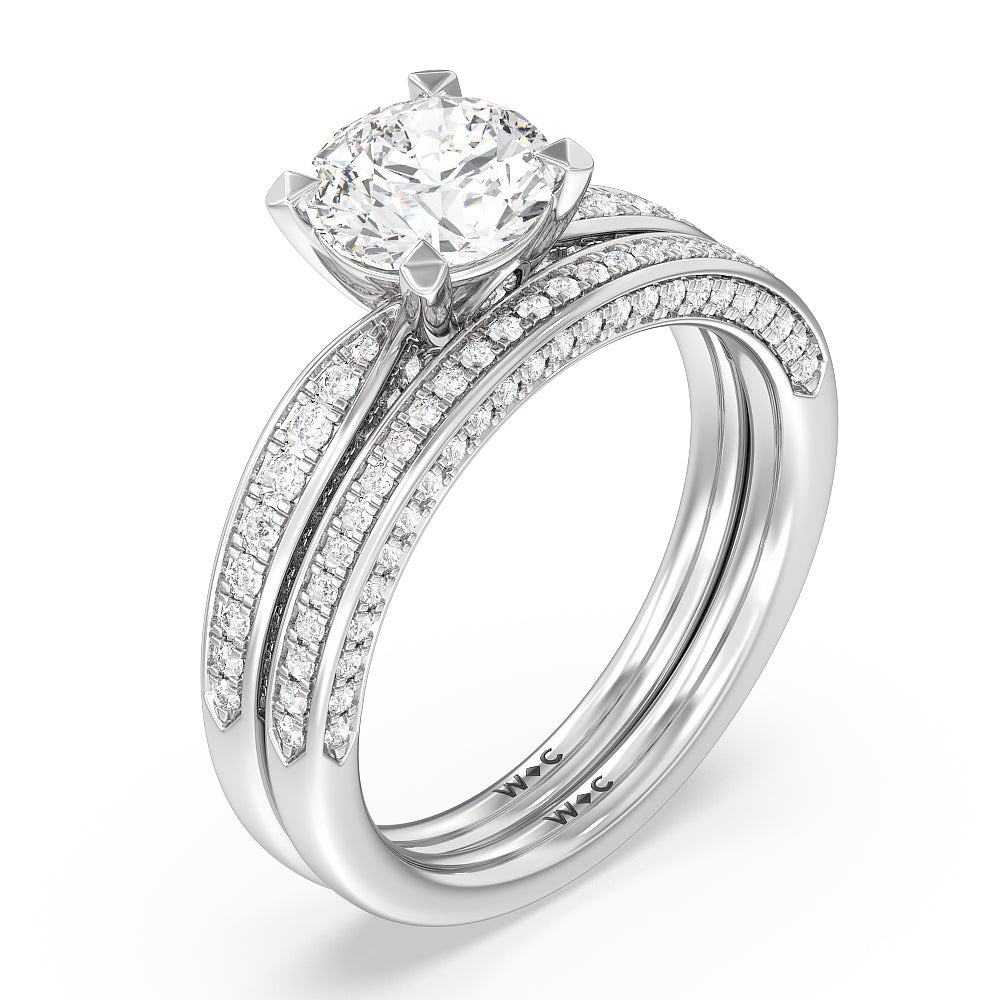 Oval Cut Aura Hidden Accent Pinched Shank Engagement Ring with Lab Grown Diamond in 14KT Platinum view 4
