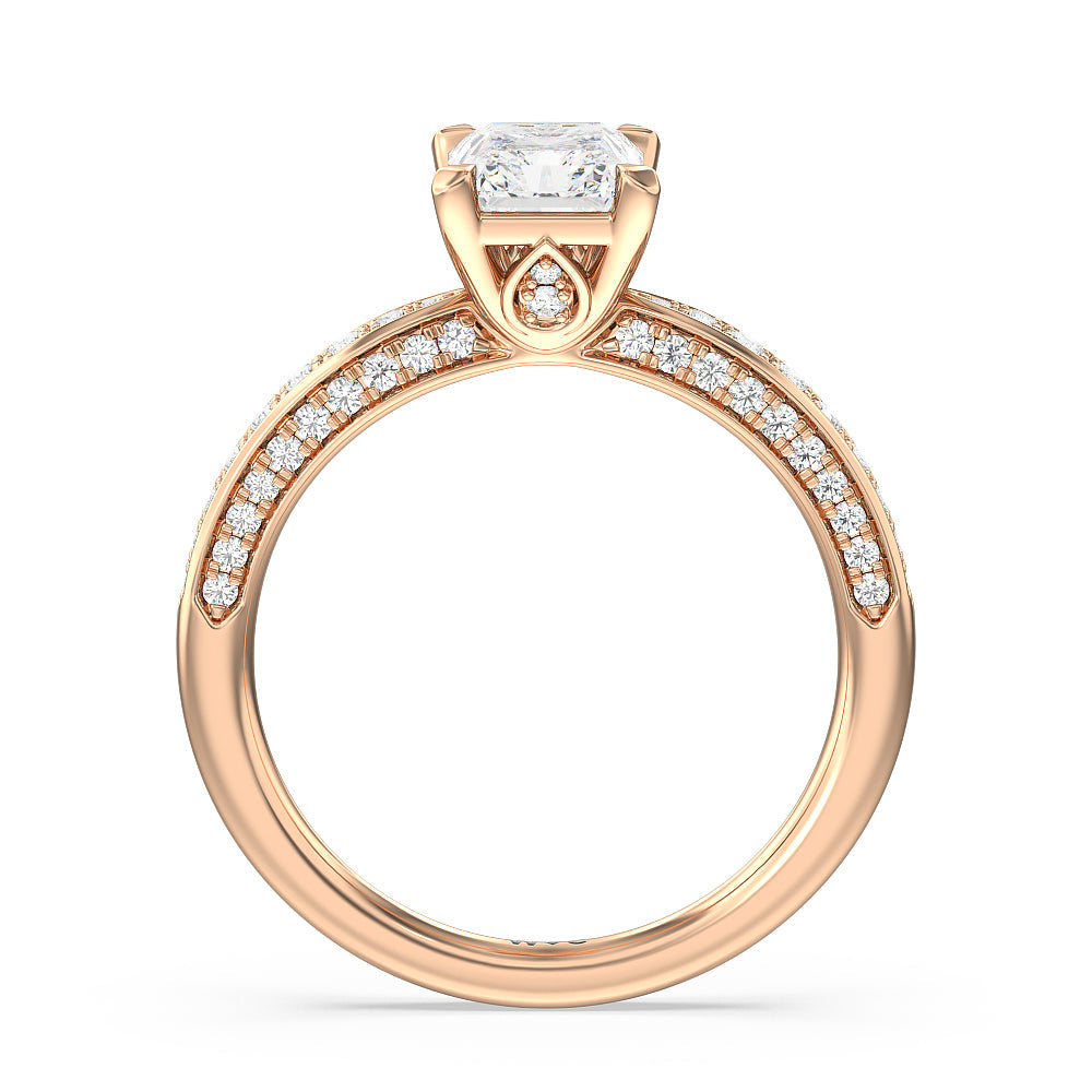 Radiant Cut Aura Hidden Accent Pinched Shank Engagement Ring with Lab Grown Diamond in 14KT Rose Gold view 2
