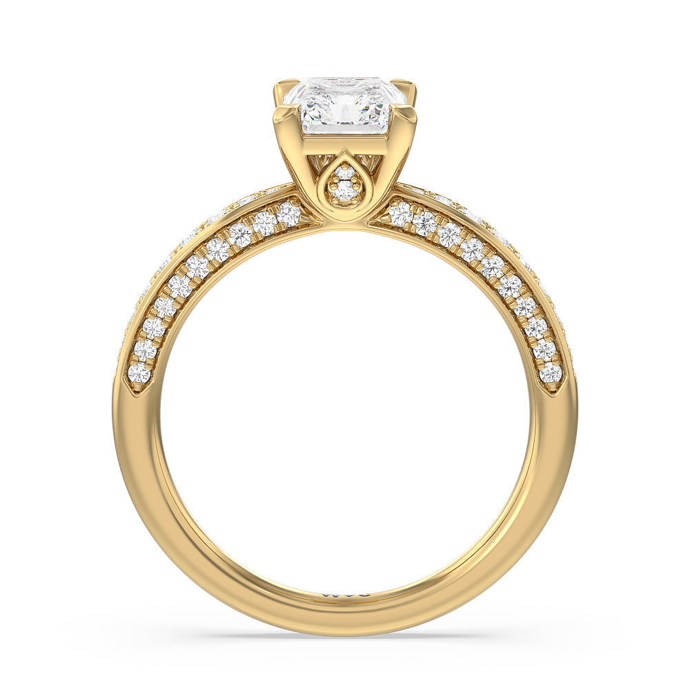 Radiant Cut Aura Hidden Accent Pinched Shank Engagement Ring with Lab Grown Diamond in 14KT Yellow Gold view 2
