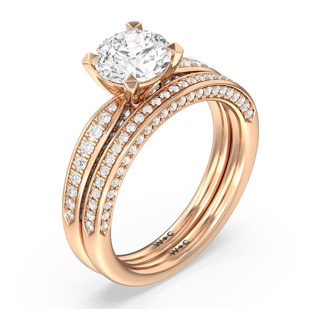 Round Cut Aura Hidden Accent Pinched Shank Engagement Ring with Lab Grown Diamond in 14KT Rose Gold view 4
