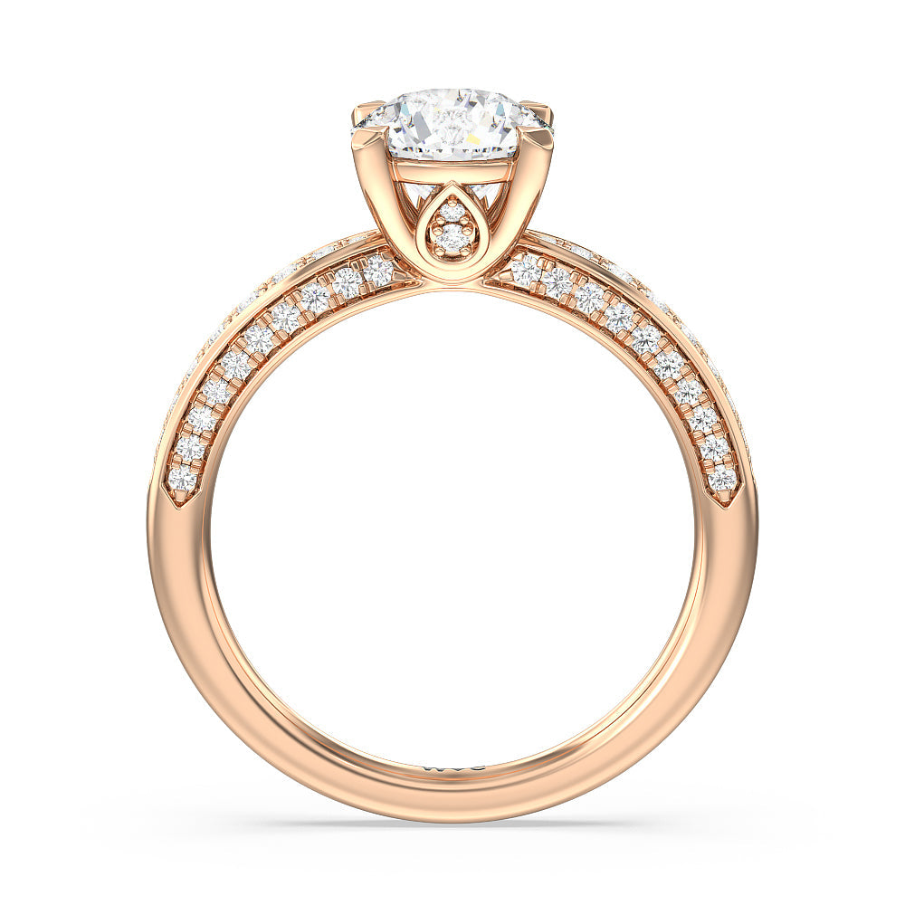 Round Cut Aura Hidden Accent Pinched Shank Engagement Ring with Lab Grown Diamond in 14KT Rose Gold view 2
