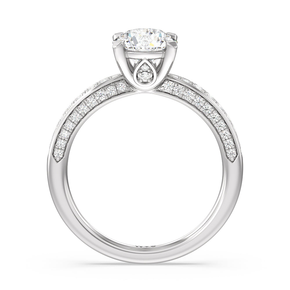 Round Cut Aura Hidden Accent Pinched Shank Engagement Ring with Lab Grown Diamond in 14KT Platinum view 2
