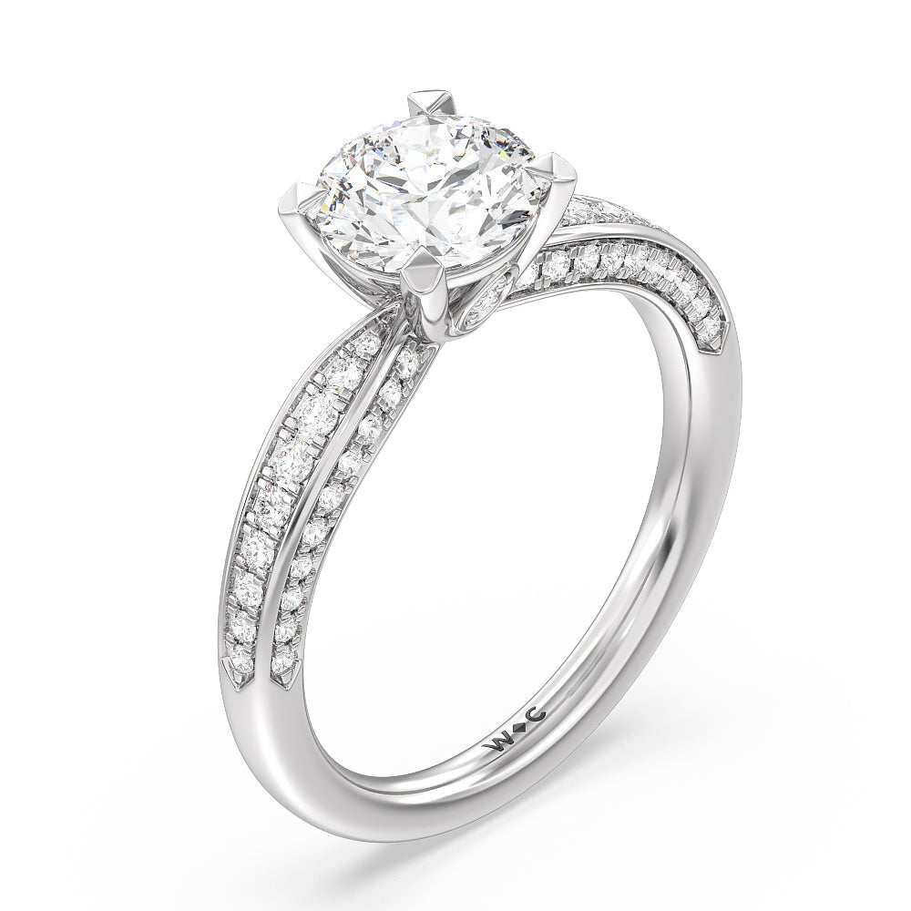 Round Cut Aura Hidden Accent Pinched Shank Engagement Ring with Lab Grown Diamond in 14KT Platinum view 3

