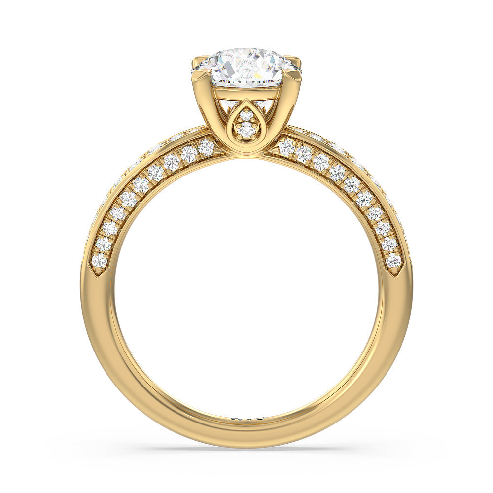 Round Cut Aura Hidden Accent Pinched Shank Engagement Ring with Lab Grown Diamond in 14KT Yellow Gold view 2
